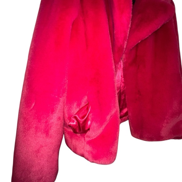 DKNY Women's Vibrant Pink Faux Fur Jacket - Picture 11 of 14
